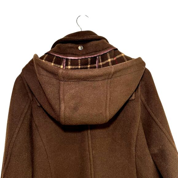 Brooks Brothers Womens Duffle Coat Jacket Toggle Hooded Wool Brown Size 2 Winter - Picture 8 of 16